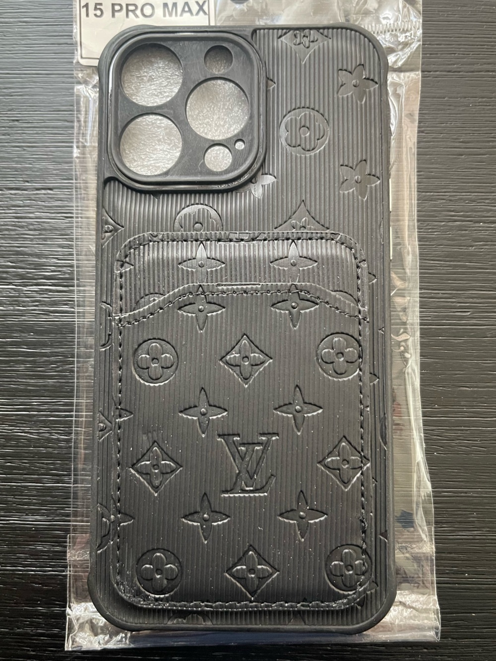 iPhone 15 Pro Max ALL BLACK phone Case. 2 card holder!
